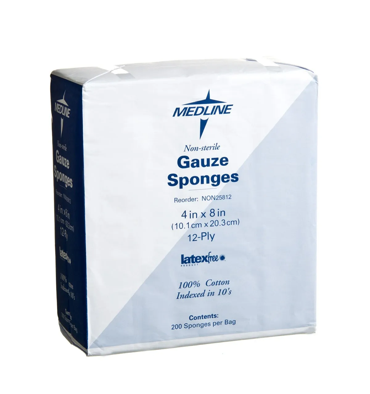 Medline - Non25812 - Medline 100% Cotton Woven Gauze Sponges, 12-Ply, 8&#34; X 4&#34;, 200 Ct