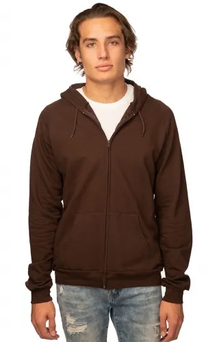 Royal Apparel - 21051ORG-Bark  - Unisex Organic Full Zip Hooded Sweatshirt-Bark