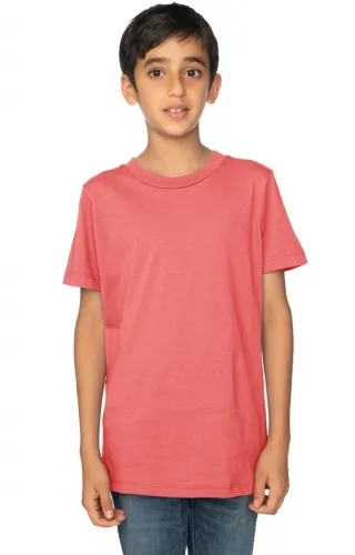 Royal Apparel - From: 5021ORG- CORAL To: 5021ORG- SLATE - Organic Youth Short Sleeve Crew Tee  Coral