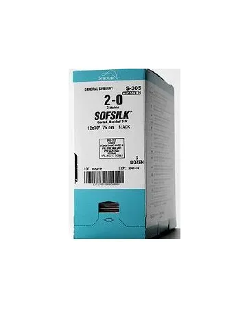 Medtronic / Covidien - S-1783K - COVIDIEN SUTURE SOFSILK WAX SILLICONE COATED BRAIDED SILK 4-0 HE-3 BLACK (BOX OF 12)