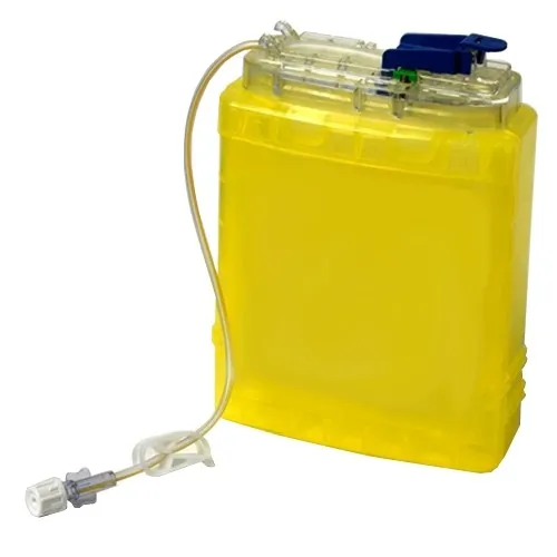 Smiths Medical ASD - 21-7300-24 - CADD&#153; Medication Cassette Reservoir, w/ Flow Stop Free-Flow Protection, Clamp, Female Luer, Uses for Rates Up to 125mL/hr,  100mL, Priming Volume 0.2mL, 8" Output Tubing Length, DEHP, Yellow, 12/bx