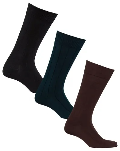 Sugar Free Sox - From: 14906 To: 14909 - SFS Mens Diabetic Sock Assorted Ribbed Mid Calf Black, Navy, Brown