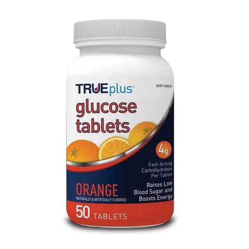 Trividia Health - P1H01RN-10 - TRUEplus Glucose Tablets 10 count, Orange.  Includes 400 IU Vitamin D.